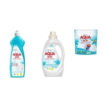Aquabor Doğal Mineralli Elde Bulaşık + Sıvı Beyaz + Tablet 3 Lü Set