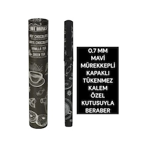 0.7 Mm Mavi Mürekkepli Kapaklı Tükenmez Kalem Özel Kutusuyla Beraber Kahve-1