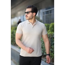 Erkek Kısa Kollu Yakalı Tişört Bej