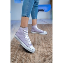 Unisex Günlük Keten Rahat Bilekli Lila Uzun Convers Sneaker Spor Ayakkabı Lila