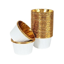 Trend Hediye Sepeti 25'li Beyaz Gold Muffin Kek Kalıbı, Kek Kapsülü Cupcake Kalıbı, Airfryer Uyumlu Genel