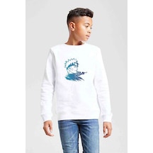 Tshirthane Silhouette Naruto Baskılı Unisex Çocuk Beyaz Sweatshirt Beyaz