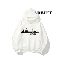 Tarzsokak Unisex Ankara Sweatshirt Hoodie Kapşonlu Beyaz