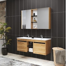 Denko Twin 120 Cm Mdf Ud Banyo Dolabı Takımı Çok Renkli