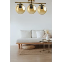 Nika Modern Salon - Mutfak - Yatak Odası Eskitme Bal Cam Modern 3 Lü Avize Diğer