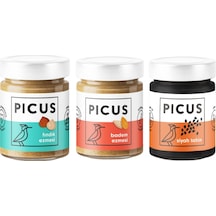Picus Fındık Ezmesi 195 G + Badem Ezmesi 195 G + Siyah Tahin 210 G