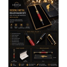 Desenli Metal Roller Kalem Seti Özel Kutulu Şık Hediyelik İmza Kalemi Altın - Siyah Desenli Metal Roller Kalem Seti Özel Kutulu Şık Hediyelik İmza Kalemi Altın - Siyah