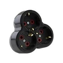 Mutlusan Topraklı Yonca Üçlü Fiş Priz Siyah Renk 001 170 033002 00 11 5