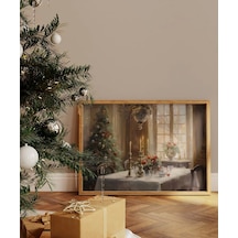 Çerçevesiz Poster Noel Ağacı İle Klasik Sofra