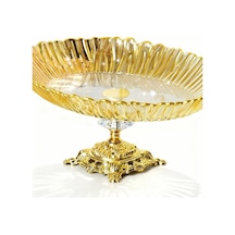 Assa Bazaar Aurora Oval Gold Ayaklı Cam Servis & Sunumluk Tabak 25x35 Altın 25 X 37 Diğer