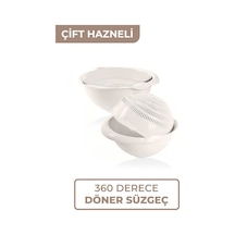 Nido 360 Derece Dönebilir Çok Amaçlı Makarna Ve Sebze Süzgeci - Çift Hazneli Tasarım Plastik Diğer