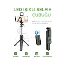 Led Işıklı Selfie Çubuğu Bluetooth Kumandalı Kablosuz Tripot Selfie Monopod Selfie Stick Siyah