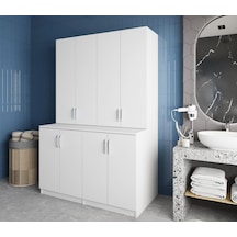 Maven Çamaşır Ve Kurutma Makinesi Dolabı Banyo Dolabı Beyaz Beyaz