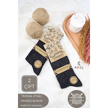 Kral Socks 2 Çift Erkek Kışlık Çorap Lambswool Yünlü Çorap 40-44 Beden Siyah