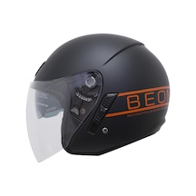 Beon B217 Çenesiz Vizörlü Açık Yazlık Kask Mat Siyah - Turuncu
