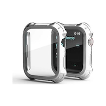 Apple Watch 7 45mm Uyumlu Tank Zırh Kasa Ve Ekran Koruyucu Watch Gard 10 - Gümüş - T24282