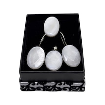 Oya Silver İri Oval Sedef Işıltılı Gümüş Set&takım