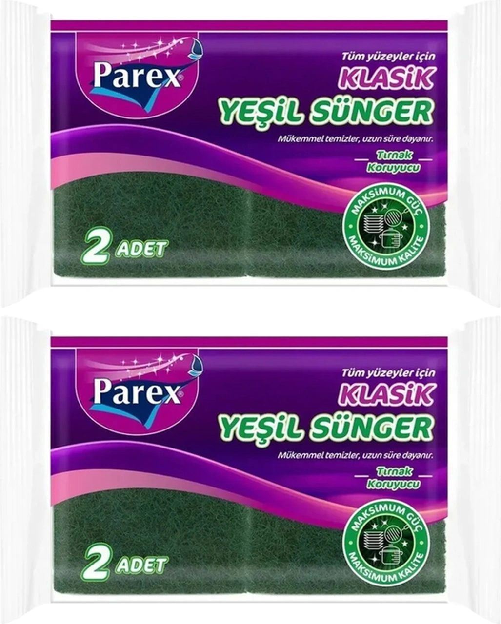 Klasik Yeşil Oluklu 2'li Sünger İkili Paket