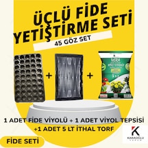 Fide Viyolü Viyol Tepsisi Ithal Torf Üçlü Set Fide Yetiştirme Seti Seçim Yapınız 45 Göz Yuvarlak