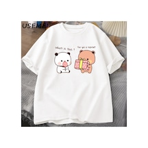 Tarzsokak Mutlu Doğum Günü Panda Ayı T-shirt Erkekler Bubu Ve Dudu Aşk Grafik T Shirt Harajuku Pamuk Kı Beyaz