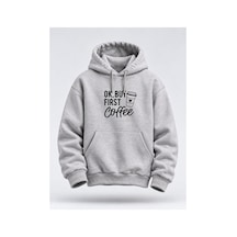 North Whiskers Kahve Severlere Özel Unisex Hoodie Kahve Temalı Kapüşonlu Sweatshirt Gri - 930746730 Gri - 930746730 Gri