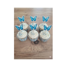 12 Li Mavi Temalı Cupcake Süsü Kürdan Süs Topper
