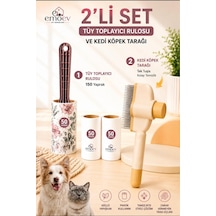 2'li Set Kedi Köpek Tüy Toplayıcı Rulo 150 Yaprak Ve Tek Tuşla Temizlenen Evcil Hayvan Tarağı
