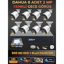 8 Kameralı 2mp Gece Renkli Güvenlik Kamerası Seti, 500 Gb Hdd, Fullhd İç Dış Mekan Uyumlu 27625506