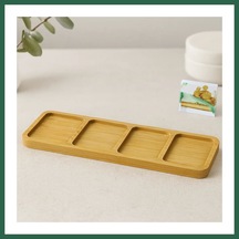 Bezos 4 Bölmeli Dikdörtgen Bambu Servis Tepsisi 32.8x10x1.4 Cm Bzs01