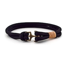 Siyah Paracord Bronz Çapali Denizci Erkek Bileklik Bt548 Çok Renkli