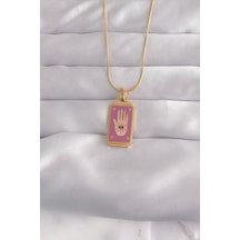 316l Çelik Gold Renk Mor Mineli El Figür Tarot Kolye Karışık Renk