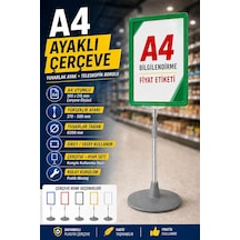 A4 Ayaklı Çerçeve Seti Yuvarlak Tabanlı Teleskopik Etiketi Standı Yeşil