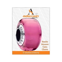 Pembe Murano Camı Charm Gümüş