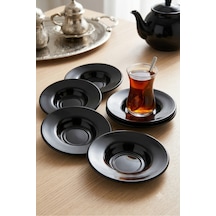 12 Adet Kırılmaz Melamin Çay Tabağı Çay Tabak 11 Cm - Siyah Beyaz