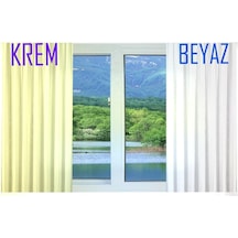 210x200 Cm. Atlas Saten Güneşlik Perde Krem Ve Beyaz Seçeneği İl Ekru - Beyaz