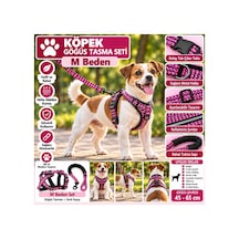 Senye Köpek Göğüs Tasması Seti Reflektörlü M Beden - Neon Pembe Göğüs 45-65 Cm Çok Renkli