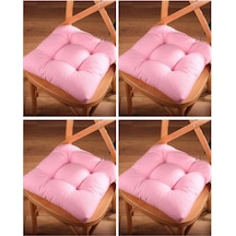 Altınpamuk Altınpamuk 4'Lü Lüx Pofidik Pembe Sandalye Minderi Özel Dikişli B