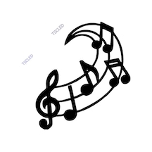 Müzik Seti Sol Anahtarı Ve Notalar Stickerı Yapıştırma 17Cm