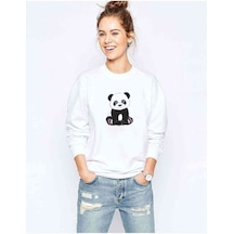 Panda Baskılı Beyaz Kadın Sweatshirt (528296367)