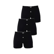 Hadpols Kıyafetler Sezon Giyim Erkek Siyah Düğmeli Boxer 3'lü Paket %100 Pamuklu Penye