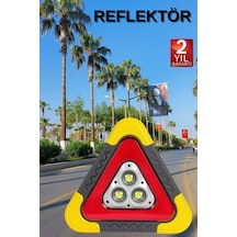 Reflektör Güneş Panelli Solarlı Şarjlı Üçgen Işıklı Trafik Reflektör Fener
