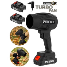 Steiner 21 V 5 Ah Çift Akülü Şarjlı Akülü Jet Fan Üfleyici Toz Üfleyici Mangal Yakma Araba Kurutma Makinesi Siyah