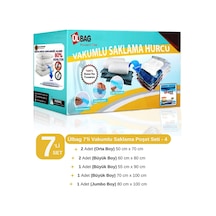 7'li Vakumlu Saklama Poşeti Seti-4 Yastık, Elbise, Battaniye, Yorgan Vakumlu Hurç Şeffaf