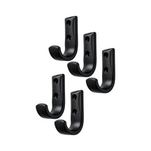Metal Duvar Askısı, J Tipi, 5x3x1.8 Cm, Montaj Vidaları Dahil, 5 Adet, Renk Seçenekleri Siyah