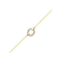 Tricolor Halka Altın Zincir Bileklik 14K Gold 17 Cm Sarı Altın