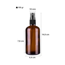 Afracam 100 Ml Siyah Spreyli Amber Cam Şişe 100 Cc Sızdırmaz Kapaklı Fısfıs Kahverengi Cam Şişe 6 Adet