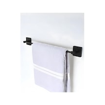 Metal Uzun Kağıt Ve Kumaş Havluluk, Banyo Ve Mutfak İçin Paslanmaz Yapışkanlı Askı, Havlu Standı, Havlu Tutucu 40 Cm Siyah