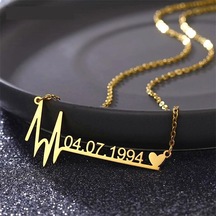 Gümüş Kalp Ritmi Tarihli Kolye Rose Gold