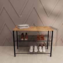 Geniş Metal Ayakkabılık Vestiyer 3 Katlı Ayakkabılık 1303 Atlantik - Çam