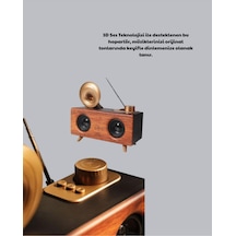 Retro Gramofon Tasarımlı Bluetooth Hoparlör 3d Stereo Ses, 1800 Mah Batarya -